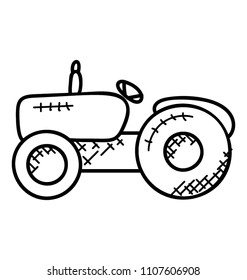 
doodle icon design of farm tractor
