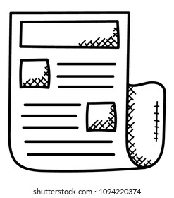 
A doodle icon design of newspaper
