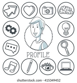 Doodle icon design. profile icon. draw concept