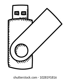 Doodle icon design of storage device usb