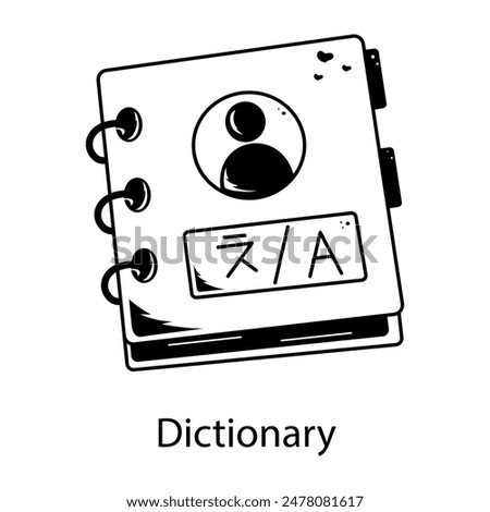 Here’s a doodle icon of a dictionary 
