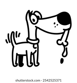 Un icono de doodle de perro meneando 

