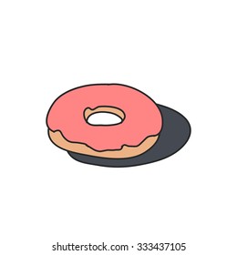 doodle icon. donut. vector illustration