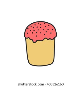 doodle icon. Easter cake. vector illustration