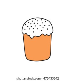 doodle icon. Easter cake. vector illustration