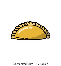 Doodle Icon. Empanada. Stuffed Bread Or Pastry Baked Or Fried In Many Countries Of Latin America. Vector Illustration