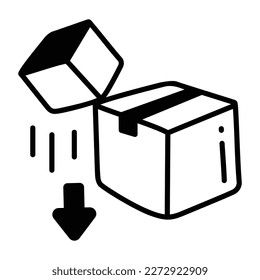 Icono de garabato de una caja que cae que representa la fuerza gravitacional 