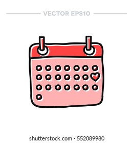 doodle icon. february calendar. vector illustration