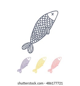 doodle icon. fish. vector illustration