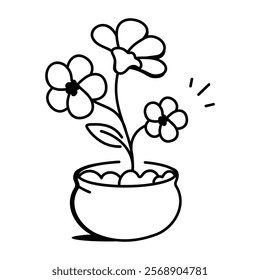 A doodle icon of flower houseplant 

