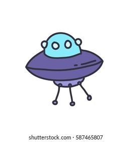 doodle icon. flying saucer. vector illustration