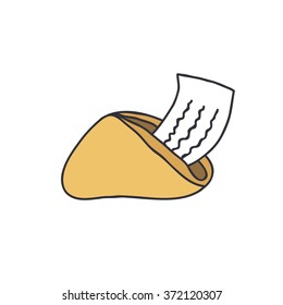 doodle icon. fortune chinese cookie. vector illustration