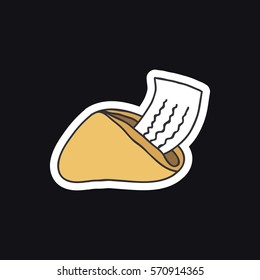 doodle icon. fortune chinese cookie, sticker. vector illustration