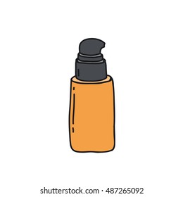 doodle icon. foundation cream bottle. vector illustration