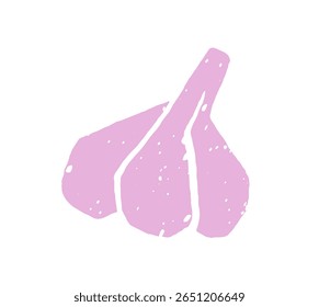 Ícone de doodle de bulbo de alho, cabeça de dentes. Vegetal orgânico com casca. Comida saudável na fazenda, comer. Lavoura agrícola, condimento. Ilustração de vetor desenhada à mão isolada plana sobre fundo branco