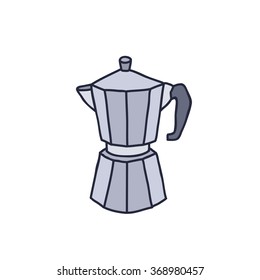 doodle icon. geyser coffee maker. vector illustration