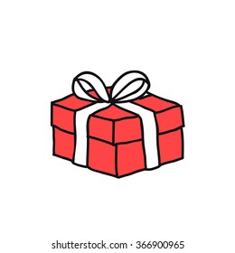 doodle icon. gift box. vector illustration
