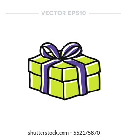 doodle icon. gift box. vector illustration
