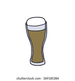 doodle icon. glass of beer. vector illustration
