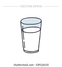 Doodle Icon. Glass Of Milk. Vector Illustration