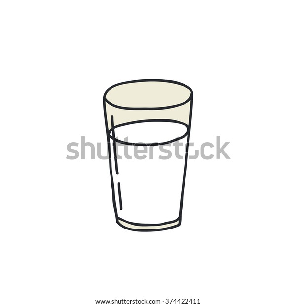 Doodle Icon Glass Milk Vector Illustration Stock Vector Royalty Free 374422411