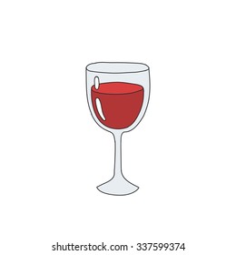 doodle icon. glass of wine. vector illustration