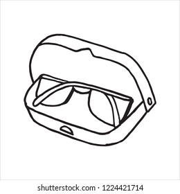 Doodle icon glasses in case. A simple drawing without pouring. Vector illustration