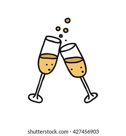 doodle icon. glasses of champagne. vector illustration