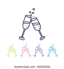 doodle icon. glasses of champagne. vector illustration