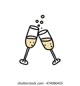 doodle icon. glasses of champagne. vector illustration