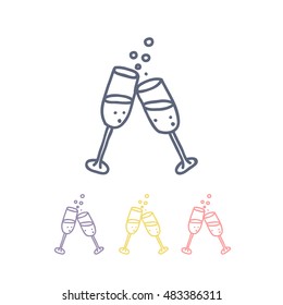 doodle icon. glasses of champagne. vector illustration
