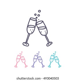 Doodle Icon. Glasses Of Champagne. Vector Illustration