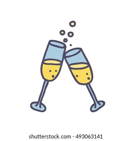 doodle icon. glasses of champagne. vector illustration