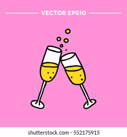 doodle icon. glasses of champagne. vector illustration