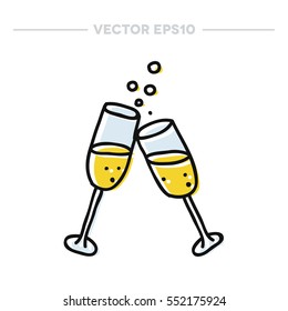 doodle icon. glasses of champagne. vector illustration