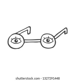 doodle icon. glasses. vector illustration of glasses with eyes.