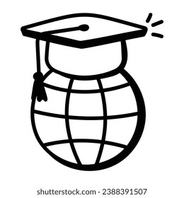 Doodle icon of global education, premium download