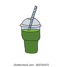 doodle icon. green smoothie. vector illustration