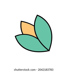 Doodle icon with green and yellow flower vector illustration