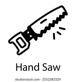 Un icono de doodle de sierra de mano 