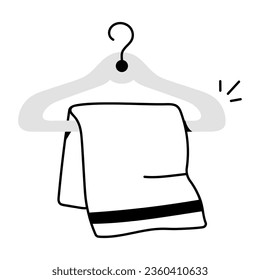 Un icono de doodle de la toalla colgante 