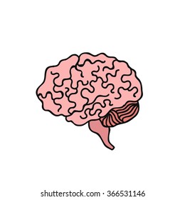 doodle icon. human brain. vector illustration