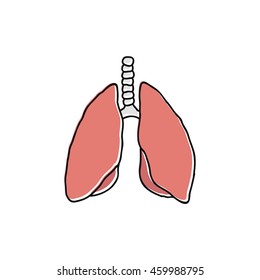 doodle icon. human lungs. vector illustration