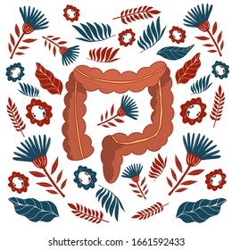 Doodle icon. Hunan intestines. Vector illustration 