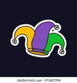 doodle icon. jester hat. Mardi Gras symbol. vector illustration