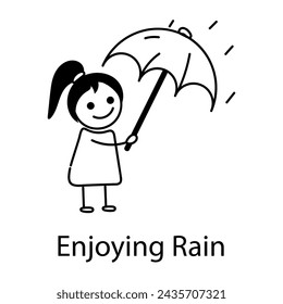 Here’s a doodle icon of kid enjoying rain 