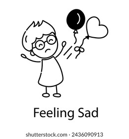 Here’s a doodle icon of kid feeling sad 
