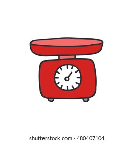 doodle icon. kitchen scales. vector illustration