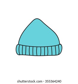 doodle icon. knitted hat. vector illustration