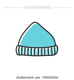 doodle icon. knitted hat. vector illustration